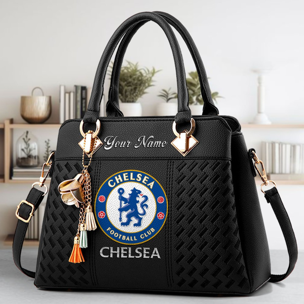 Chelsea Football Club Crossbody Zip Hand Bag With Tassel Custom Name For Women - Image 2