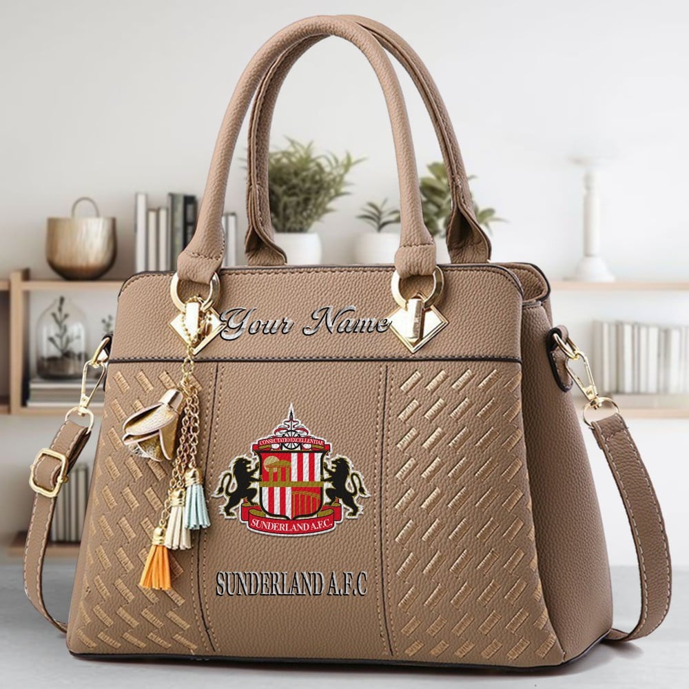 Sunderland Logo Crossbody Zip Hand Bag With Tassel Custom Name For Women - Image 3