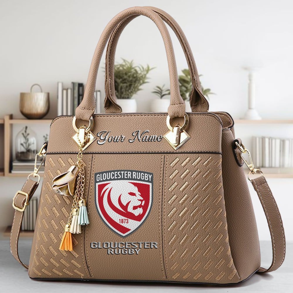 Gloucester Rugby Logo Crossbody Zip Hand Bag With Tassel Custom Name For Women - Image 3