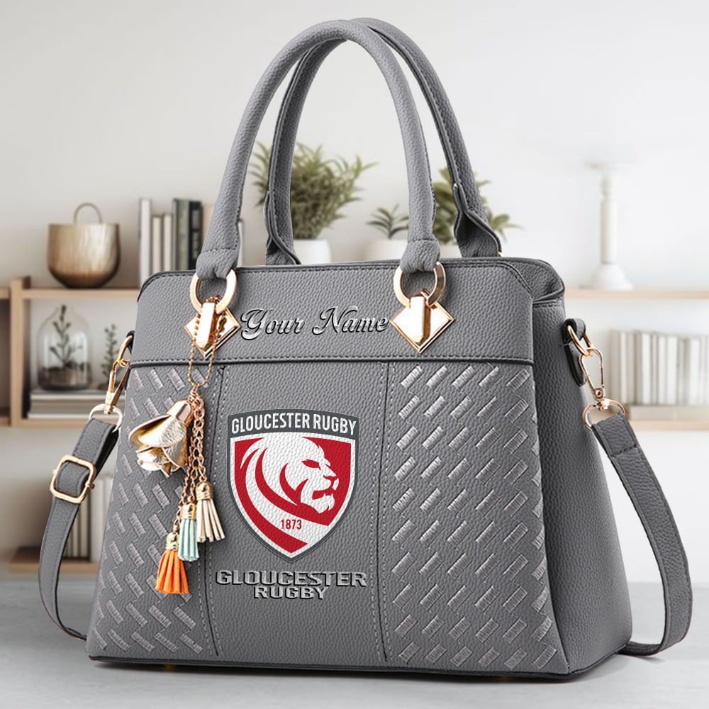 Gloucester Rugby Logo Crossbody Zip Hand Bag With Tassel Custom Name For Women - Image 4