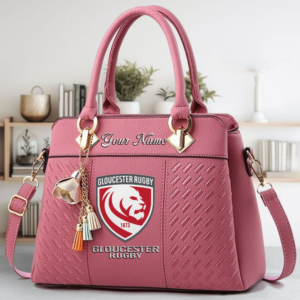 Gloucester Rugby Logo Crossbody Zip Hand Bag With Tassel Custom Name For Women - Image 5