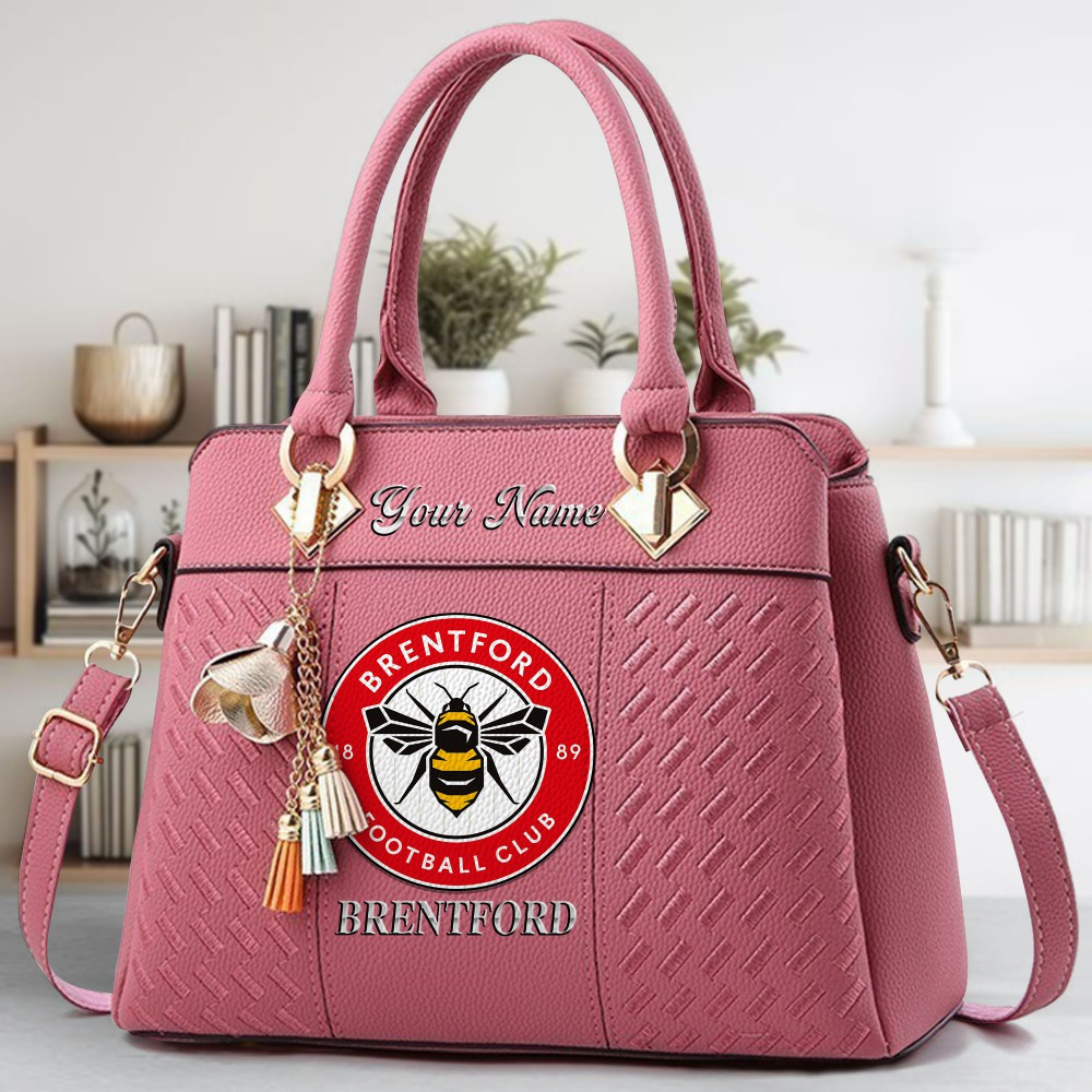 Brentford FC Crossbody Zip Hand Bag With Tassel Custom Name For Women - Image 5