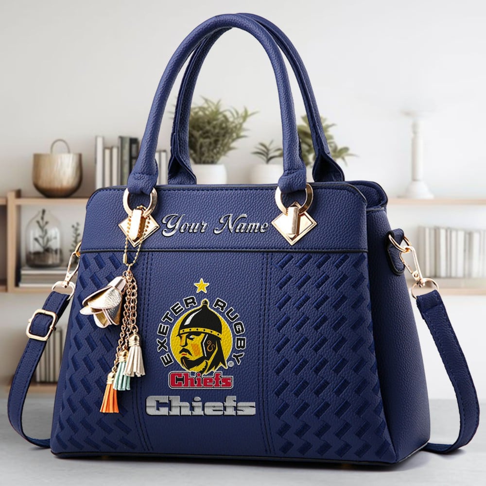 Exeter Chiefs Logo Crossbody Zip Hand Bag With Tassel Custom Name For Women - Image 2