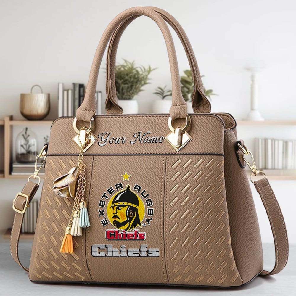 Exeter Chiefs Logo Crossbody Zip Hand Bag With Tassel Custom Name For Women - Image 3