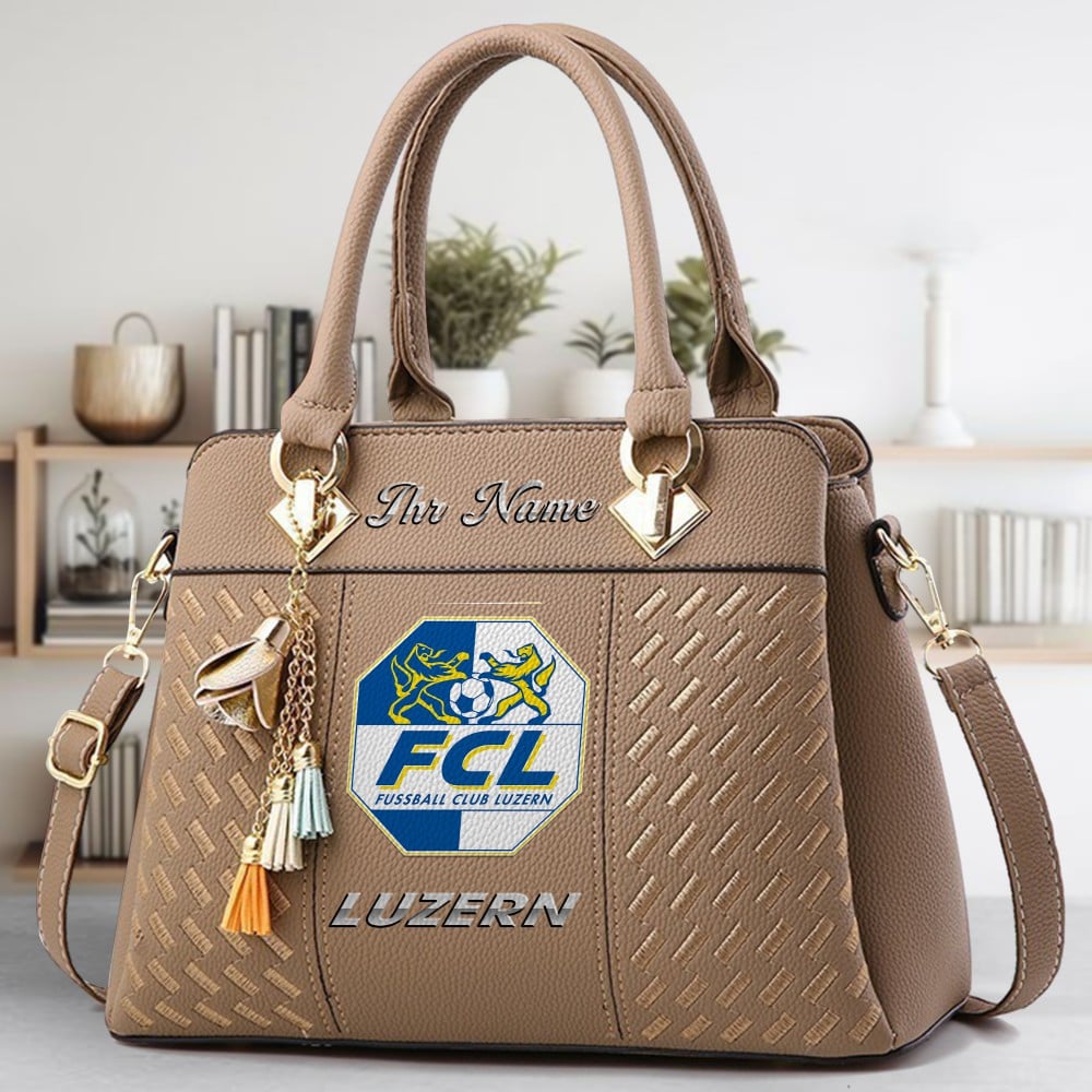 FC Luzern Logo Crossbody Zip Hand Bag With Tassel Custom Name For Women - Image 3