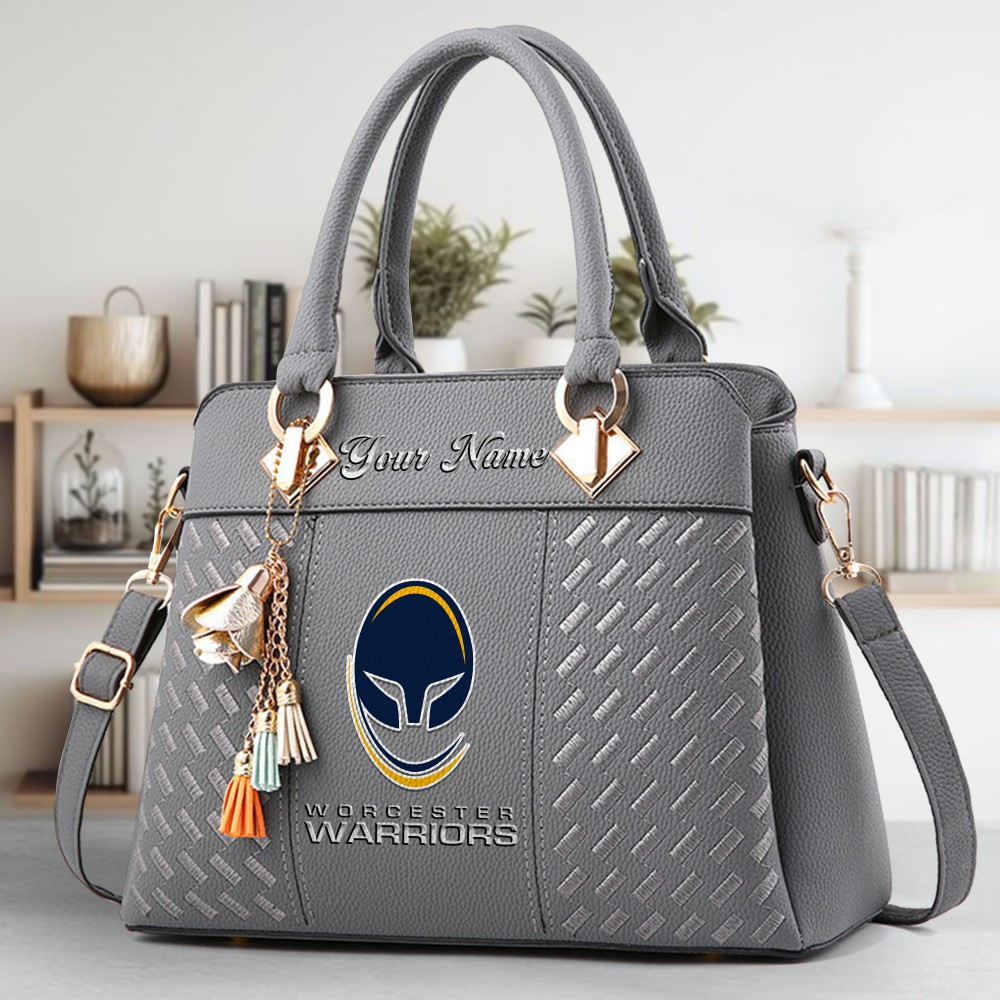 Worcester Warriors Logo Crossbody Zip Hand Bag With Tassel Custom Name For Women - Image 4
