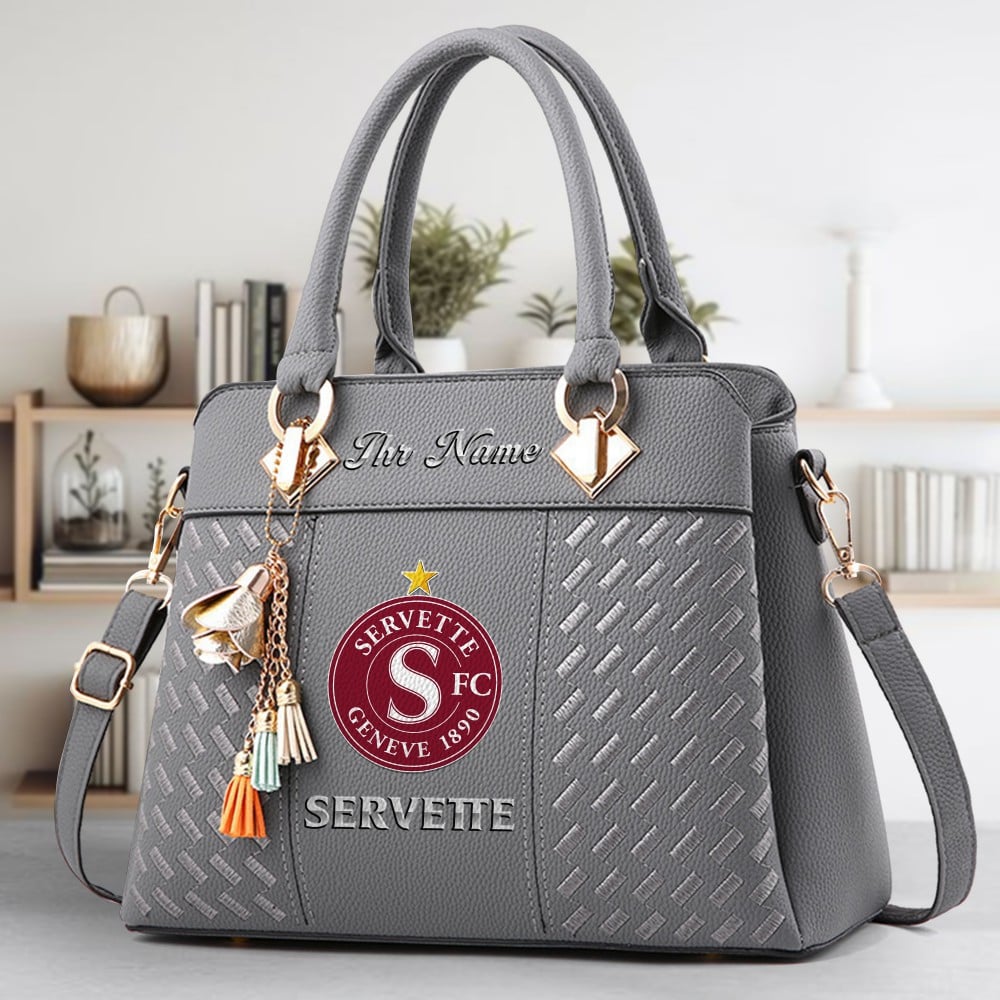 Servette FC Logo Crossbody Zip Hand Bag With Tassel Custom Name For Women - Image 4