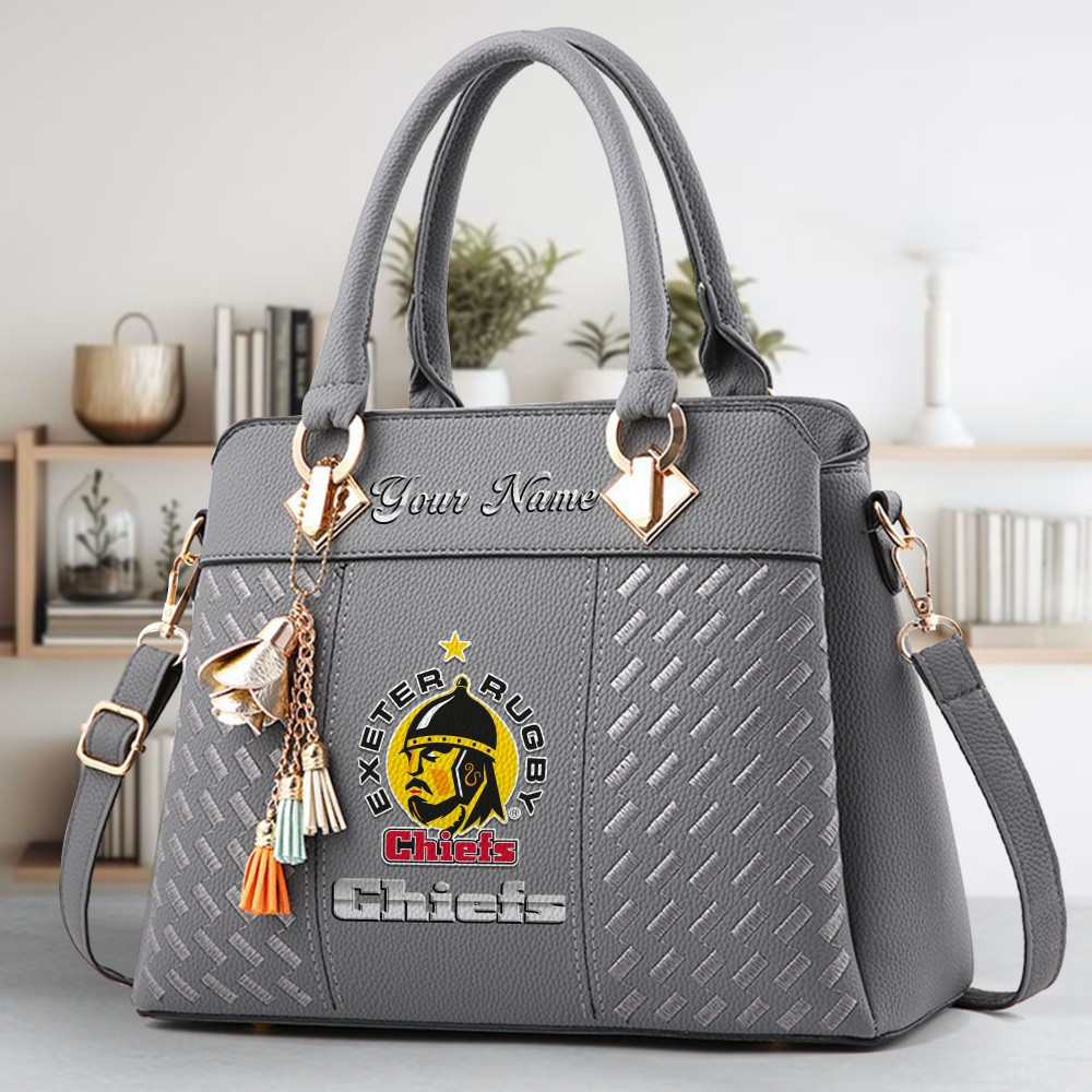 Exeter Chiefs Logo Crossbody Zip Hand Bag With Tassel Custom Name For Women - Image 4
