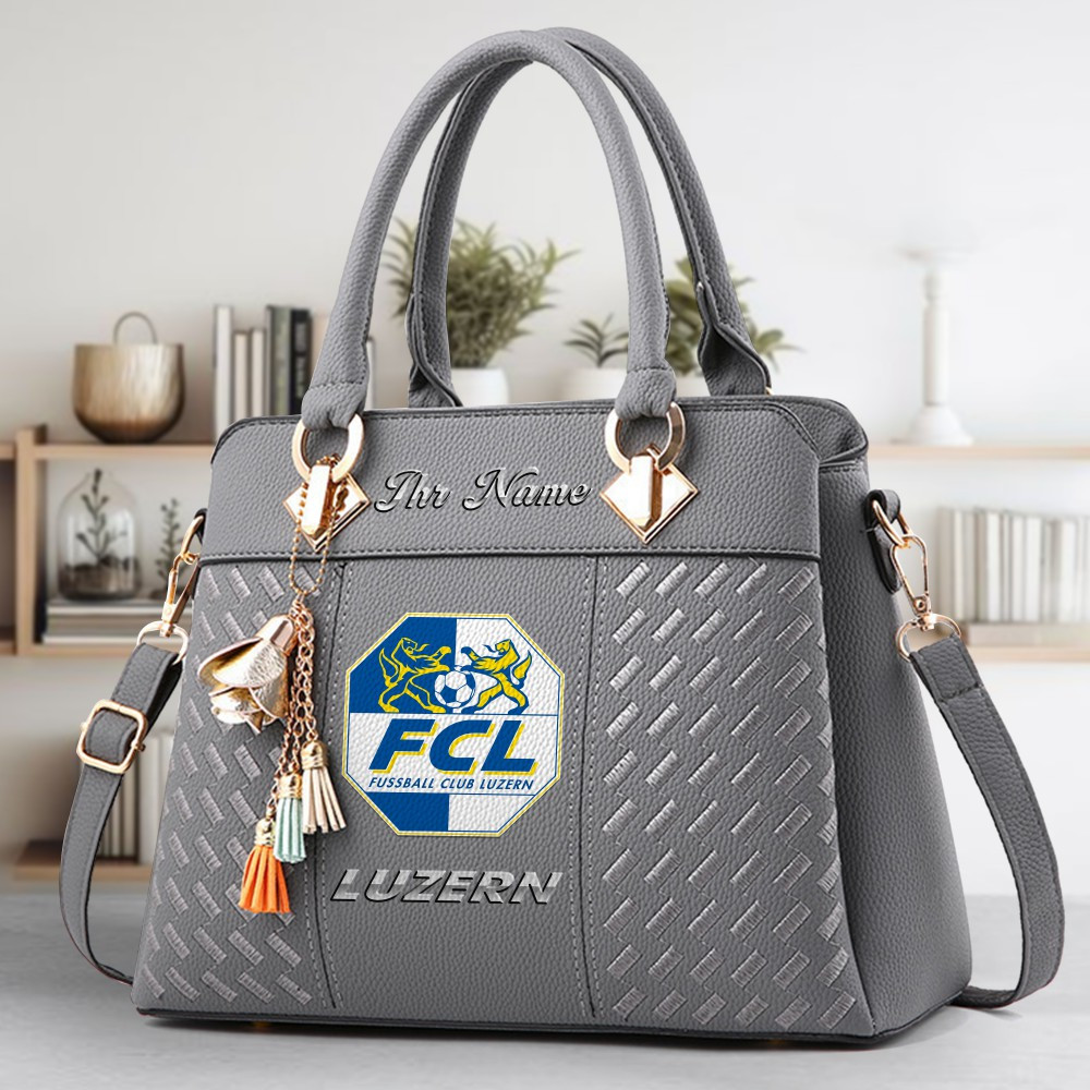 FC Luzern Logo Crossbody Zip Hand Bag With Tassel Custom Name For Women - Image 4