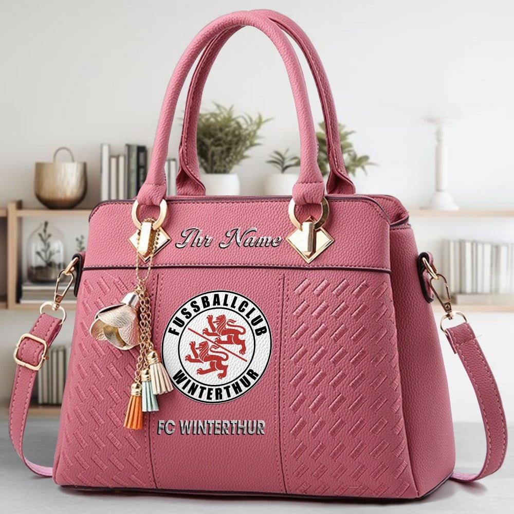 FC Winterthur Logo Crossbody Zip Hand Bag With Tassel Custom Name For Women - Image 5