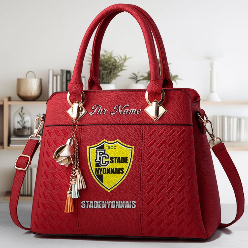 Stade Nyonnais fc Logo Crossbody Zip Hand Bag With Tassel Custom Name For Women - Image 6