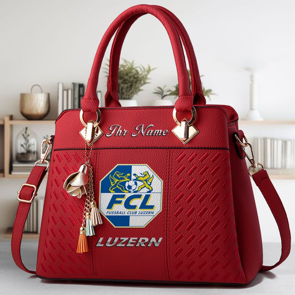 FC Luzern Logo Crossbody Zip Hand Bag With Tassel Custom Name For Women - Image 6