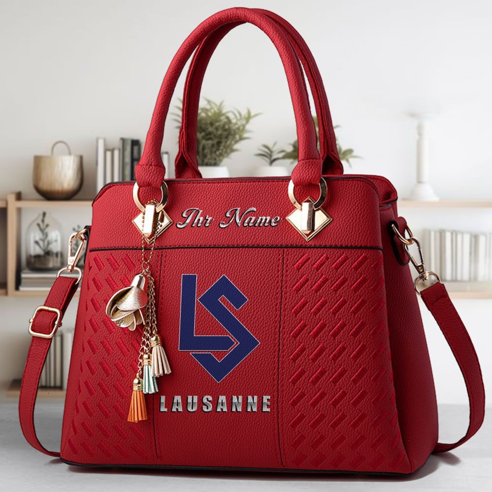 FC Lausanne Sport Logo Crossbody Zip Hand Bag With Tassel Custom Name For Women - Image 6