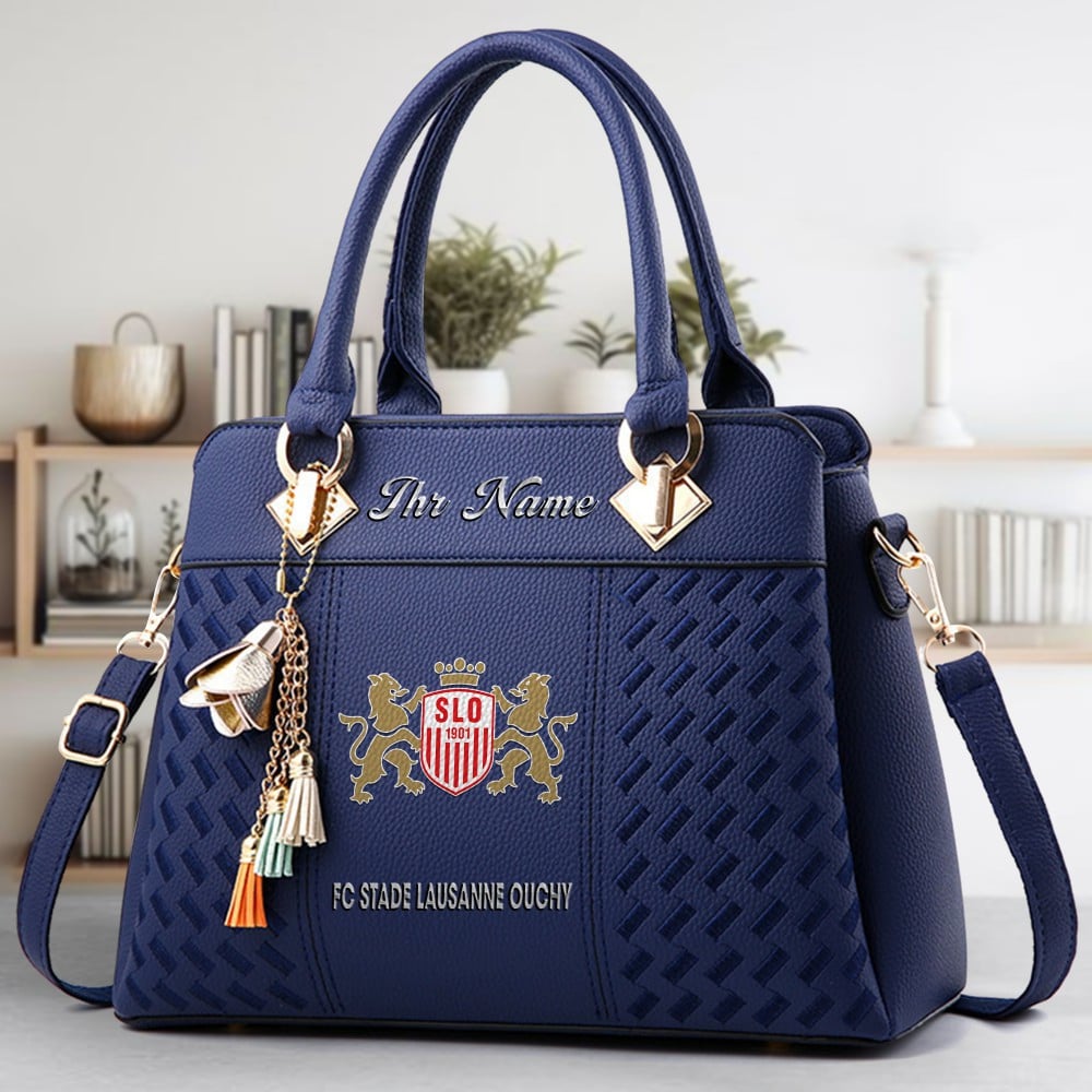 FC Stade Lausanne Ouchy Logo Crossbody Zip Hand Bag With Tassel Custom Name For Women - Image 2