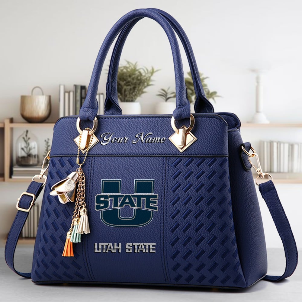 Utah State Aggies Logo Crossbody Zip Hand Bag With Tassel Custom Name For Women - Image 2