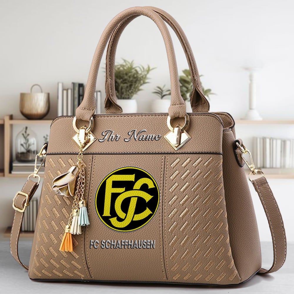 FC Schaffhausen Logo Crossbody Zip Hand Bag With Tassel Custom Name For Women - Image 3