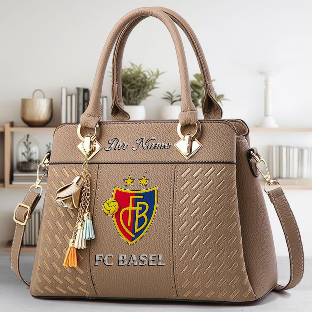FC Basel Logo Crossbody Zip Hand Bag With Tassel Custom Name For Women - Image 3