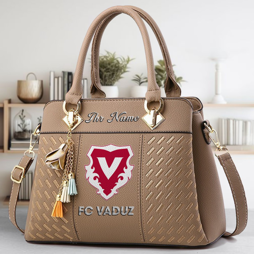 FC Vaduz Logo Crossbody Zip Hand Bag With Tassel Custom Name For Women - Image 3