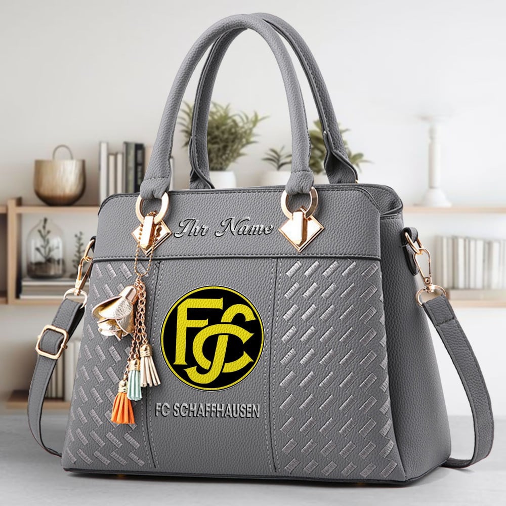 FC Schaffhausen Logo Crossbody Zip Hand Bag With Tassel Custom Name For Women - Image 4