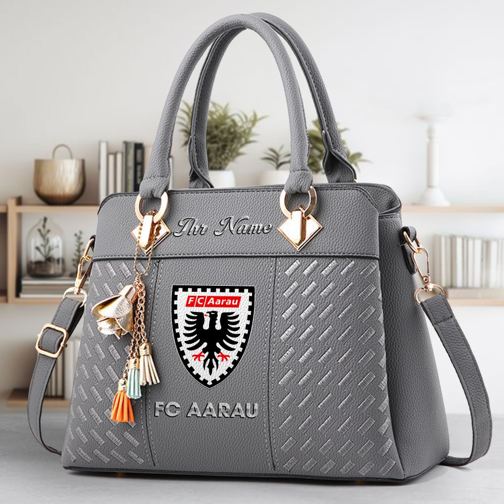 FC Aarau Logo Crossbody Zip Hand Bag With Tassel Custom Name For Women - Image 4