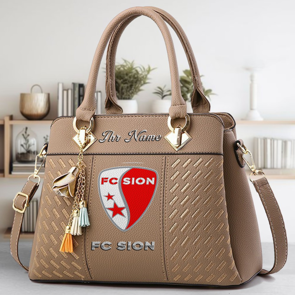 FC Sion Logo Crossbody Zip Hand Bag With Tassel Custom Name For Women - Image 3