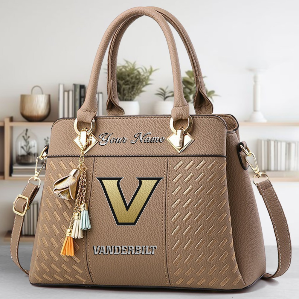 Vanderbilt Commodores Logo Crossbody Zip Hand Bag With Tassel Custom Name For Women - Image 3