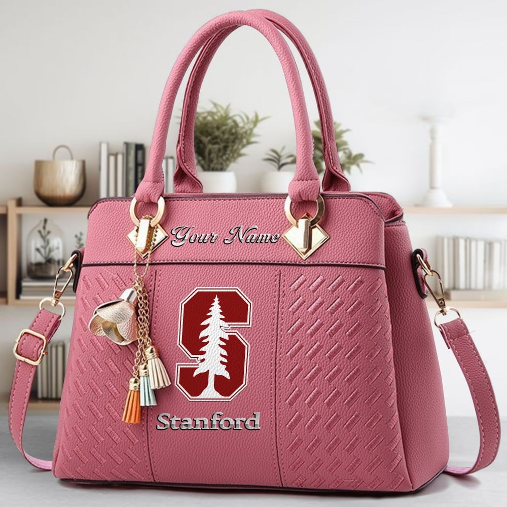 Stanford Cardinal Logo Crossbody Zip Hand Bag With Tassel Custom Name For Women - Image 5