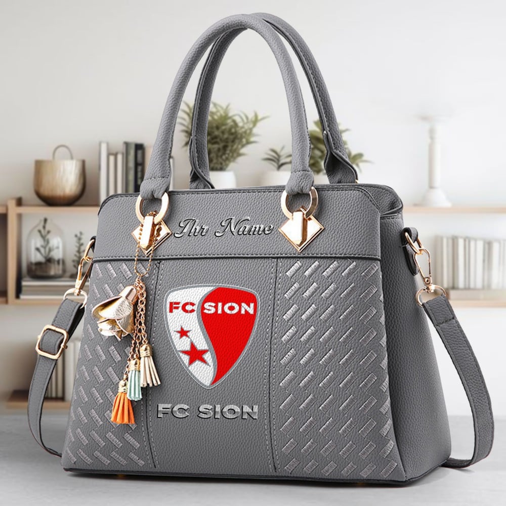 FC Sion Logo Crossbody Zip Hand Bag With Tassel Custom Name For Women - Image 4