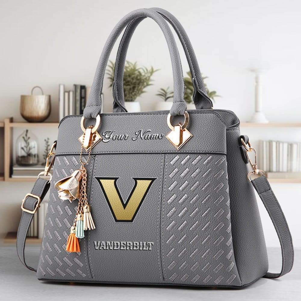Vanderbilt Commodores Logo Crossbody Zip Hand Bag With Tassel Custom Name For Women - Image 4