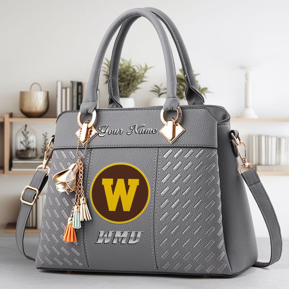 Western Michigan Broncos Logo Crossbody Zip Hand Bag With Tassel Custom Name For Women - Image 4