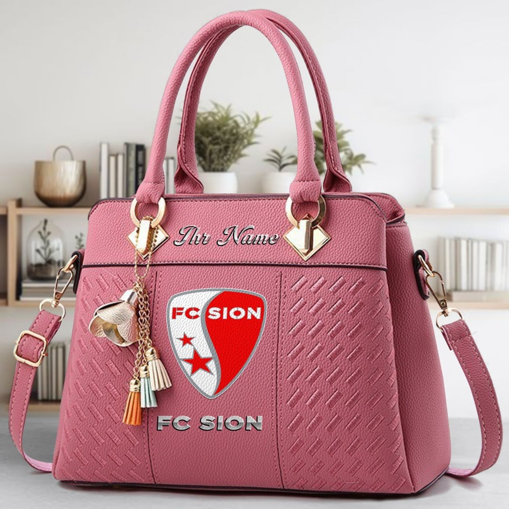 FC Sion Logo Crossbody Zip Hand Bag With Tassel Custom Name For Women - Image 5