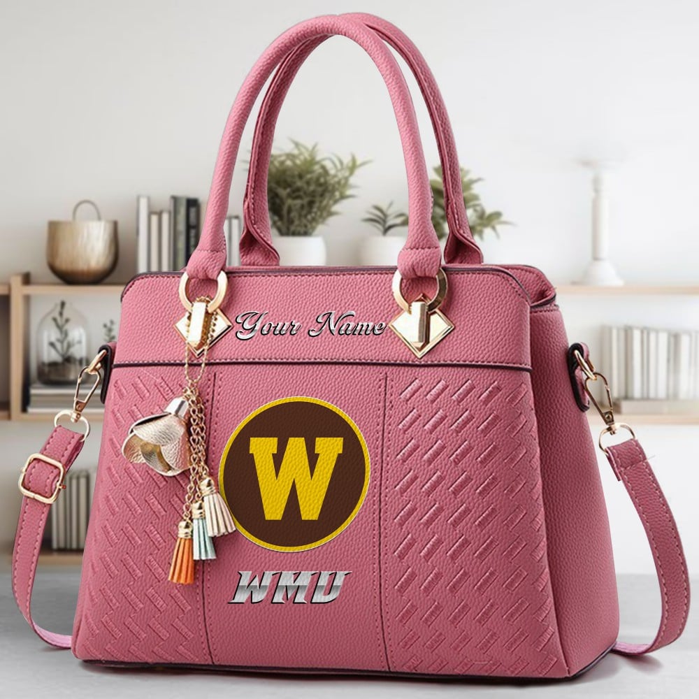 Western Michigan Broncos Logo Crossbody Zip Hand Bag With Tassel Custom Name For Women - Image 5