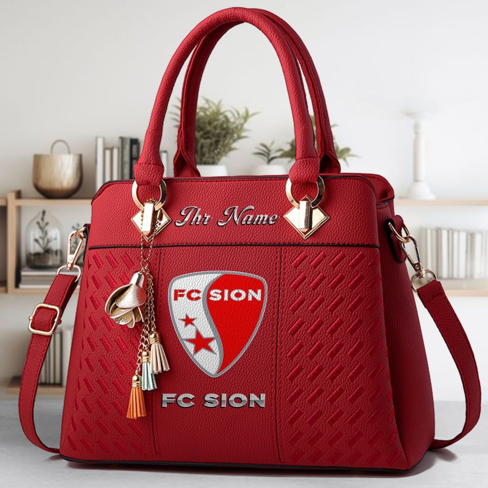 FC Sion Logo Crossbody Zip Hand Bag With Tassel Custom Name For Women - Image 6