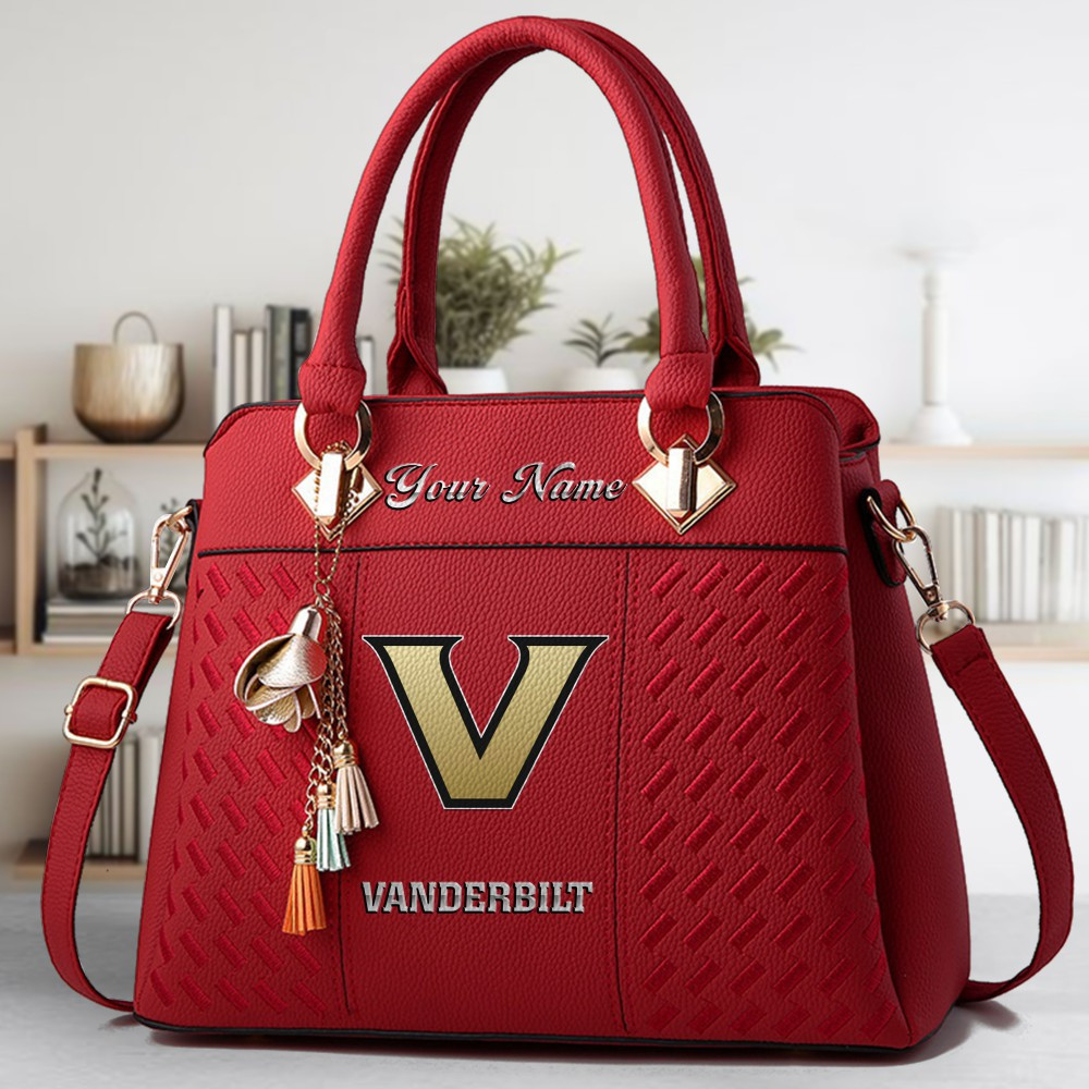 Vanderbilt Commodores Logo Crossbody Zip Hand Bag With Tassel Custom Name For Women - Image 6