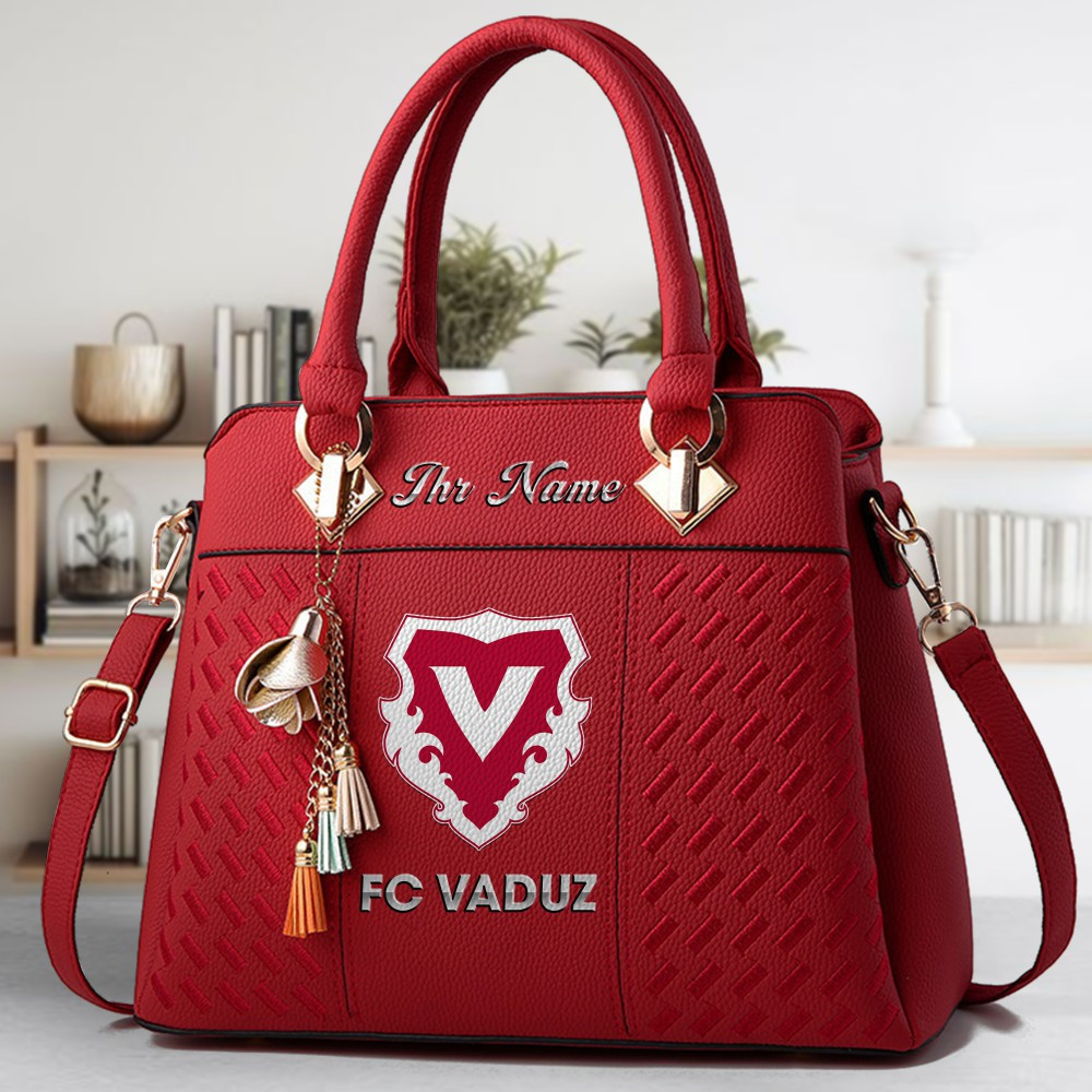 FC Vaduz Logo Crossbody Zip Hand Bag With Tassel Custom Name For Women - Image 6