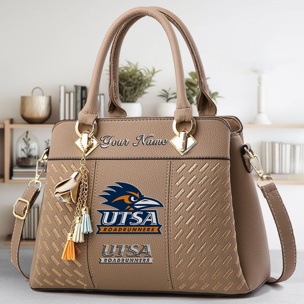 Utsa Roadrunners Logo Crossbody Zip Hand Bag With Tassel Custom Name For Women - Image 3