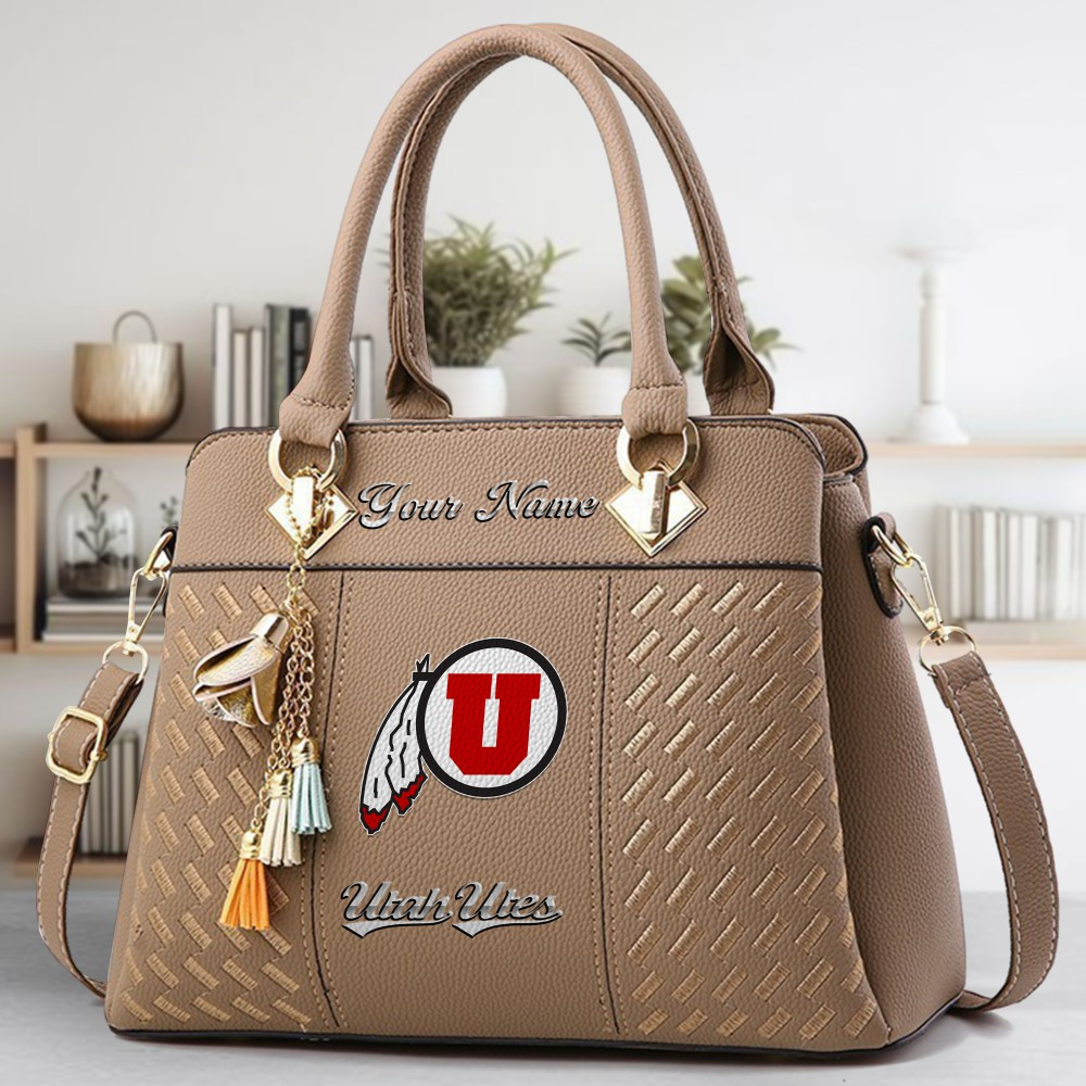 Utah Utes Logo Crossbody Zip Hand Bag With Tassel Custom Name For Women - Image 3