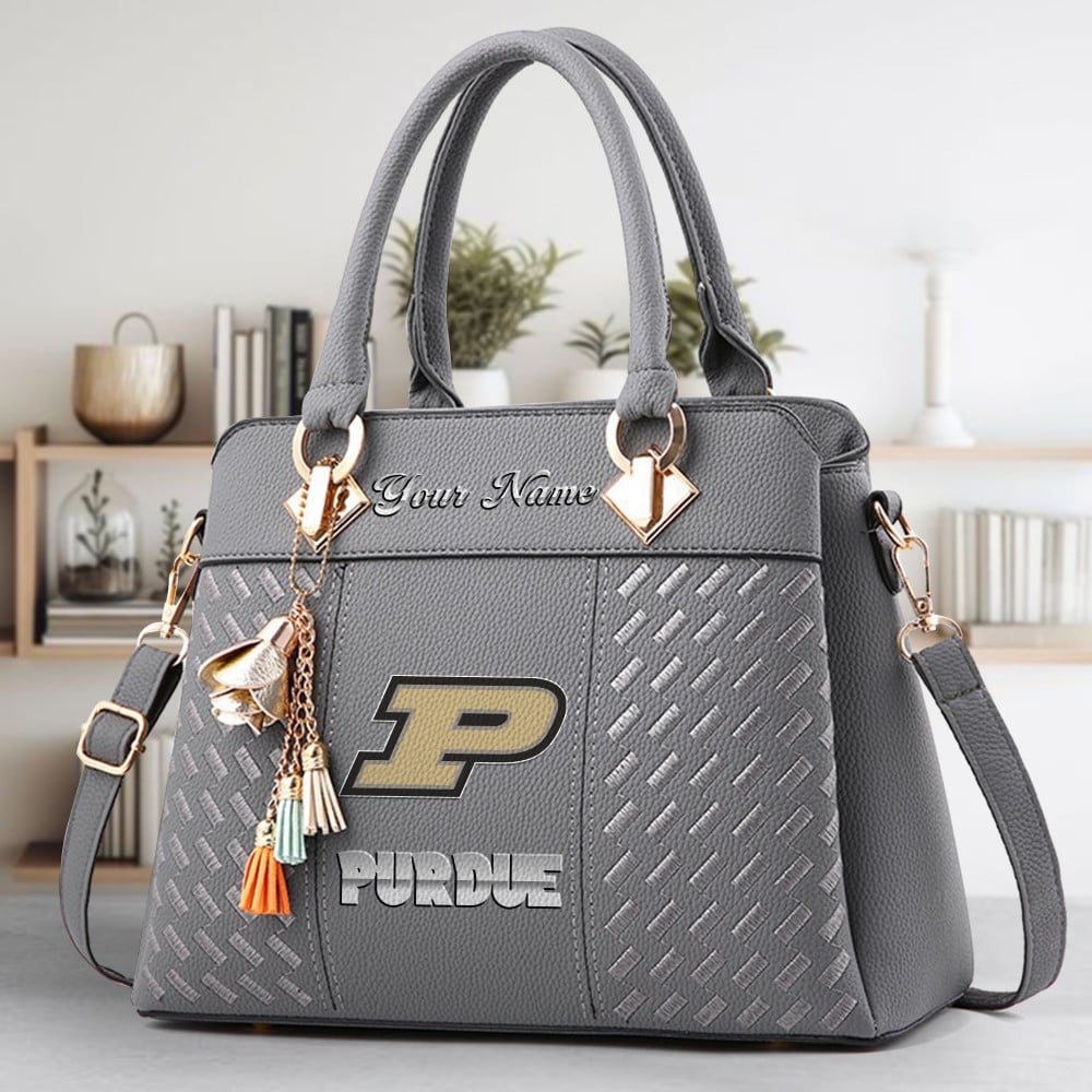 Purdue Boilermakers Logo Crossbody Zip Hand Bag With Tassel Custom Name For Women - Image 4
