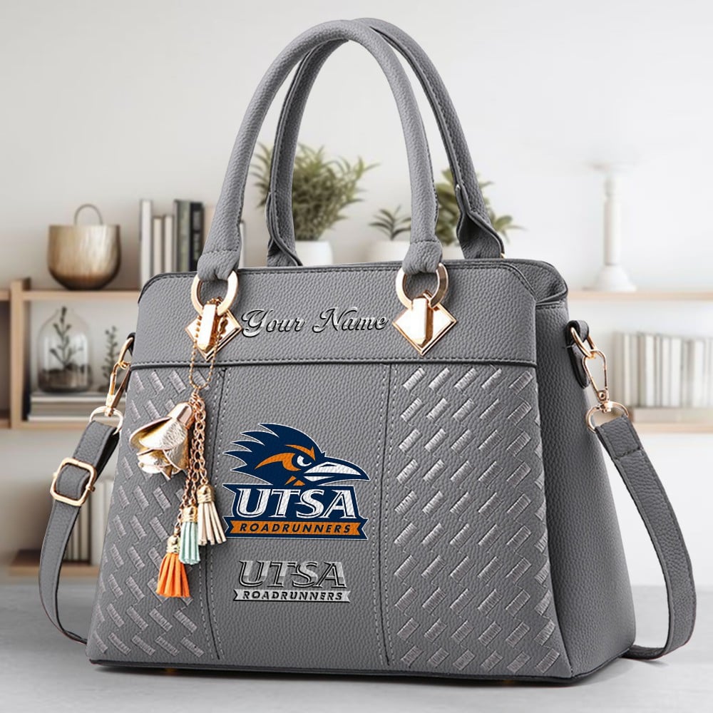Utsa Roadrunners Logo Crossbody Zip Hand Bag With Tassel Custom Name For Women - Image 4