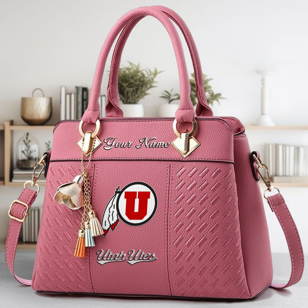 Utah Utes Logo Crossbody Zip Hand Bag With Tassel Custom Name For Women - Image 5