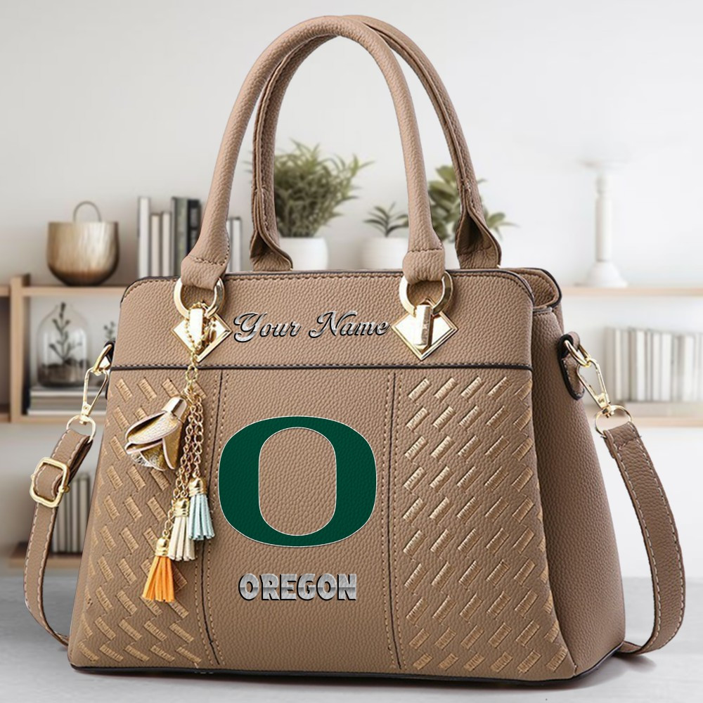 Oregon Ducks Logo Crossbody Zip Hand Bag With Tassel Custom Name For Women - Image 3