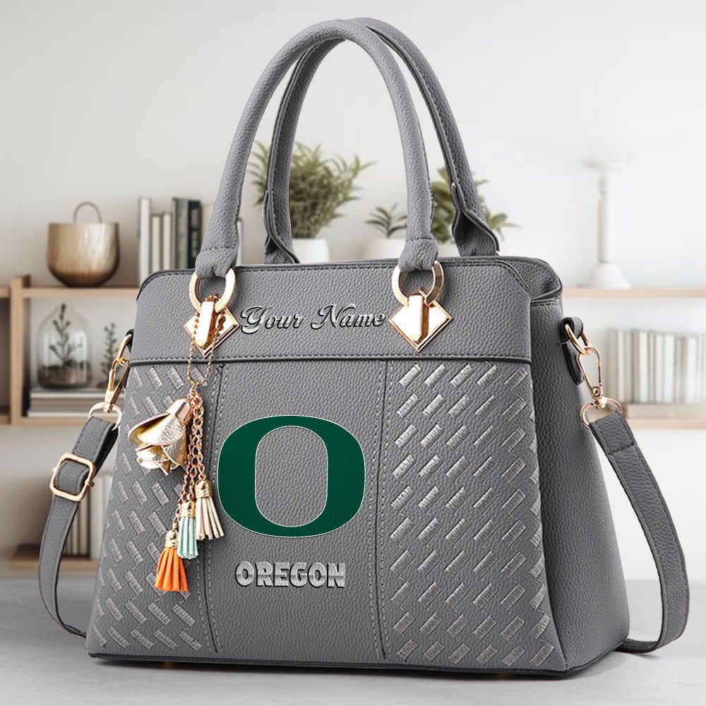 Oregon Ducks Logo Crossbody Zip Hand Bag With Tassel Custom Name For Women - Image 4