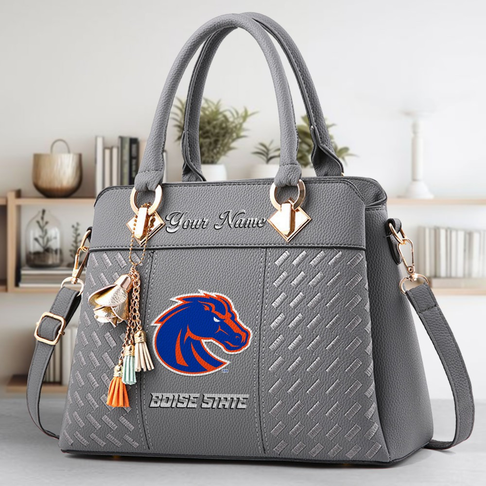 Boise State Broncos Logo Crossbody Zip Hand Bag With Tassel Custom Name For Women - Image 4
