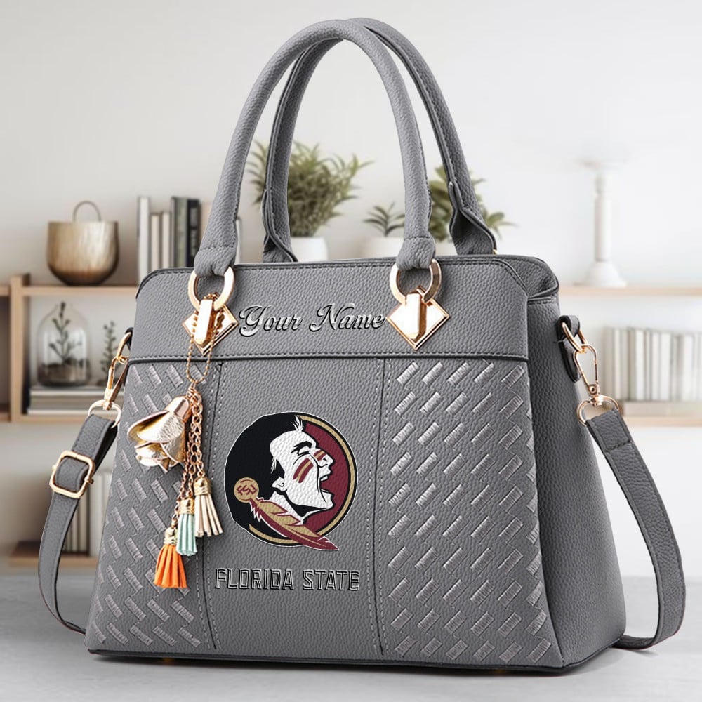 Florida State Seminoles Logo Crossbody Zip Hand Bag With Tassel Custom Name For Women - Image 4
