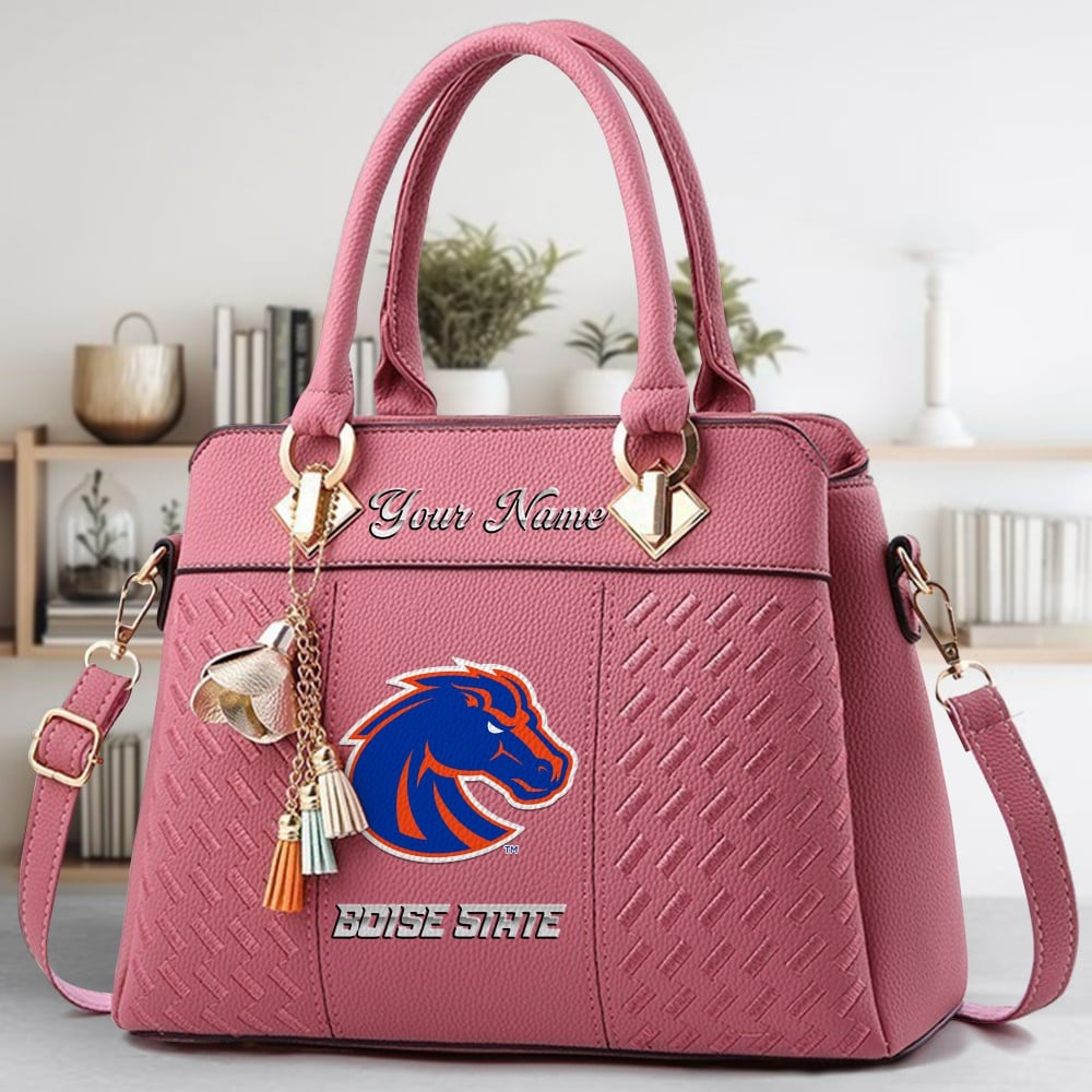 Boise State Broncos Logo Crossbody Zip Hand Bag With Tassel Custom Name For Women - Image 5