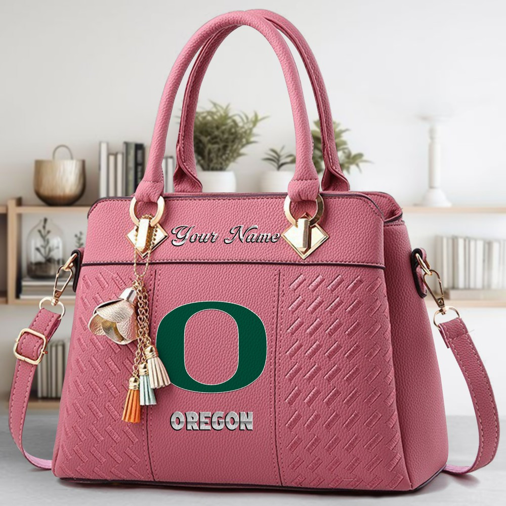 Oregon Ducks Logo Crossbody Zip Hand Bag With Tassel Custom Name For Women - Image 5