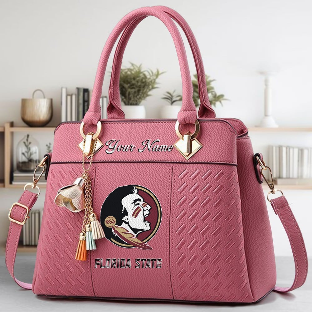 Florida State Seminoles Logo Crossbody Zip Hand Bag With Tassel Custom Name For Women - Image 5