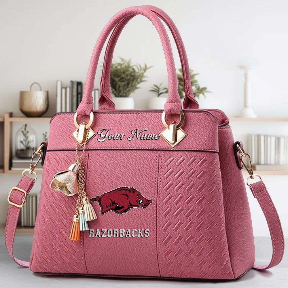 Arkansas Razorbacks Logo Crossbody Zip Hand Bag With Tassel Custom Name For Women - Image 6