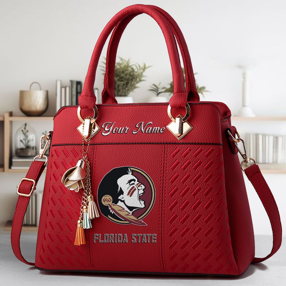 Florida State Seminoles Logo Crossbody Zip Hand Bag With Tassel Custom Name For Women - Image 6