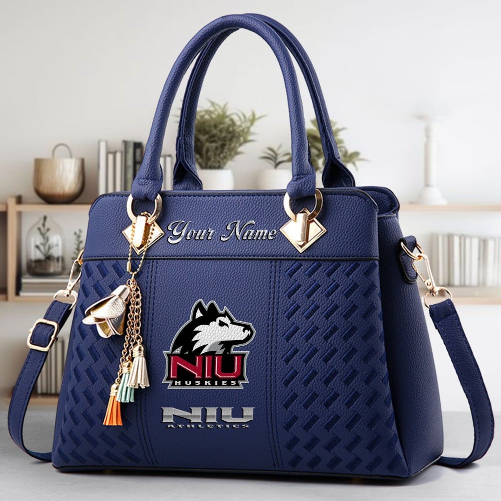 Northern Illinois Huskies Logo Crossbody Zip Hand Bag With Tassel Custom Name For Women - Image 2